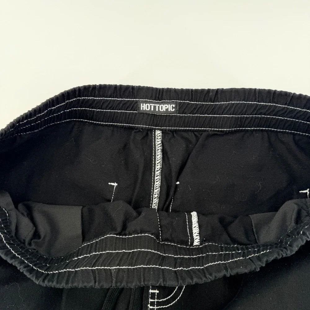 Hot Topic Black Contrast Stitch Cargo Jogger Pants Alt Emo Techwear 34x31 Black - Picture 6 of 9